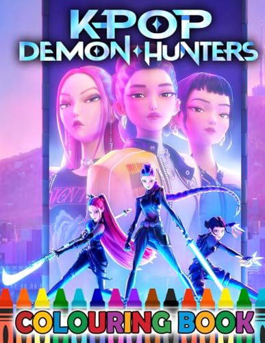 K-Pop’s Dem-ons Hunters colouring book: JUMBO Illustration Pages Of KPops Characters and Hu-ntrix’s Iconic Scenes for Children Teens Adults