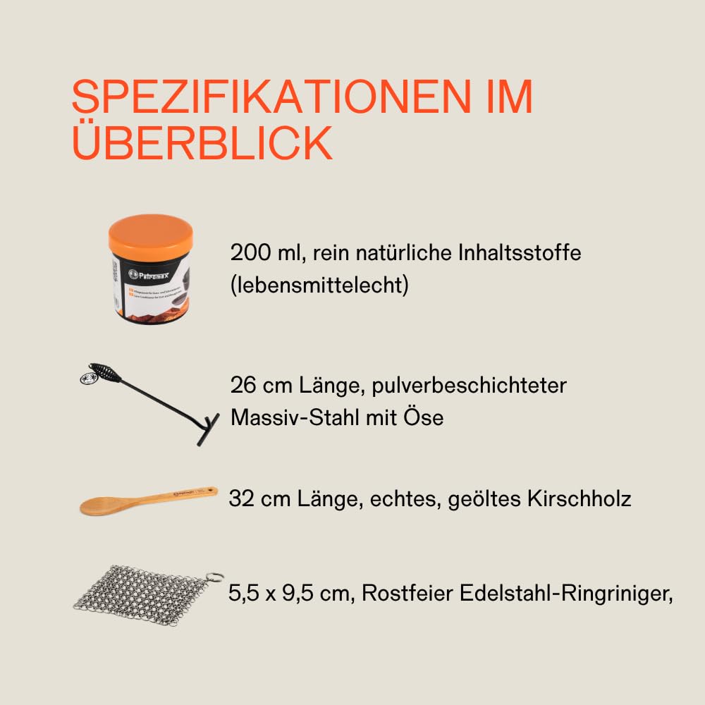 Petromax Dutch Oven ft9-t Komplettset – Feuertopf 7,5 L Gusseisen | Mit Deckelheber, Pflegepaste, Ringreiniger & Kirschholz-Löffel. Deckel als Pfanne. Für Grill, Ofen & Feuer, 8-14 Pers.