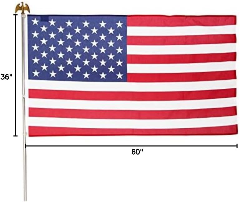 Valley Forge U.S. Flag Kit - 3ft x 5ft Polycotton Flag, 6ft Pole - Patriotic Occasion - Silver