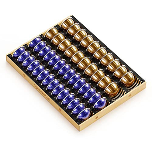 Comparison: Best Nespresso Pod Holder For Drawer 5 SpaceAid Coffee Pod Holder Drawer Organizer for Nespresso Vertuo Capsule, Bamboo Holder Tray Storage for Nespresso Vertuo, Compatible with 40 Big or 52 Small Vertuoline Pods (Drawer Insert)