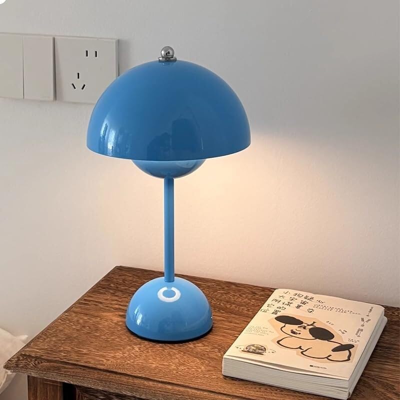 GWJKG Tavolo Cupola Semplice retrò, Lampada Funghi cordone Portatile, alla Decorazione della casa del Camera da Letto Adatto a Soggiorno, dormitorio, Ufficio (elettroplacatura d'Argento)