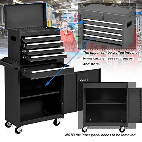 Big Rolling Tool Chest, Tool Chest With Drawers And Wheels Tool Cabinet Tool Storage Removable,Rolling Tool Box With Lockable Drawers, Toolbox For Mechanics Garage Workshop (Black.) #TOP3