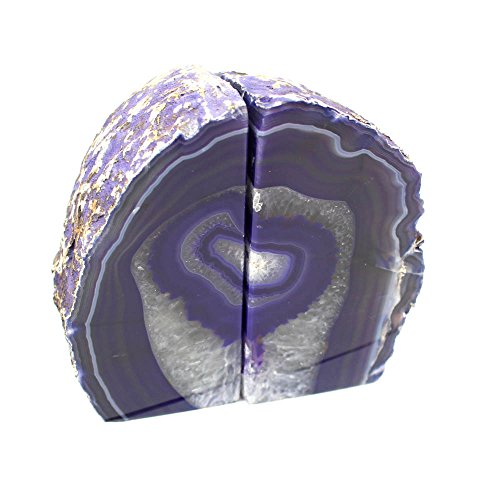 Purple Agate Bookend Pair - 1 to 3 lb -Geode Bookend with Rock Paradise Exclusive COA
