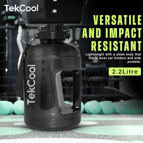 Image of TEKCOOL Gym 2. 2 Litre Bottle for Gym Workout, Motivational Sipper gallons for Adults, Water Bottles 2 + LTR, 2litre Sipper for Men & Women Motivational gallons