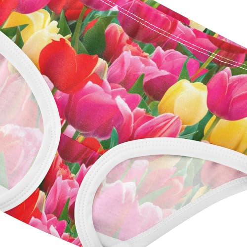 Toddler Underwear Floral 2t Cotton Little Girl Panties Animal Underpants Briefs Colorful Tulips Red Pink Yellow4