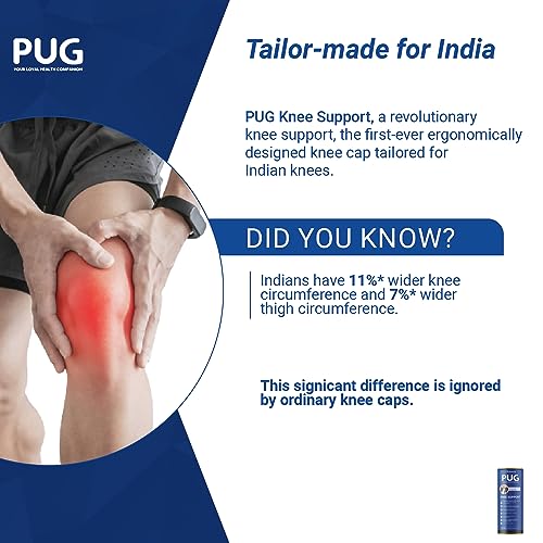 Image of PUG Knee Support 1 Pair, Size M |Unleash Your Performance | Ergonomically Designed for Indian Knee|Ideal for Sports enthusiasts, Knee Pain and Injury Prevention