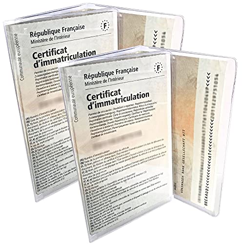 Ugozen Pochette Carte Grise et Assurance Transparent (Fabrication Francaise) Étui Protege Carte Grise et Assurance pour Documents Voiture Moto - Etui Porte Papier Voiture X2