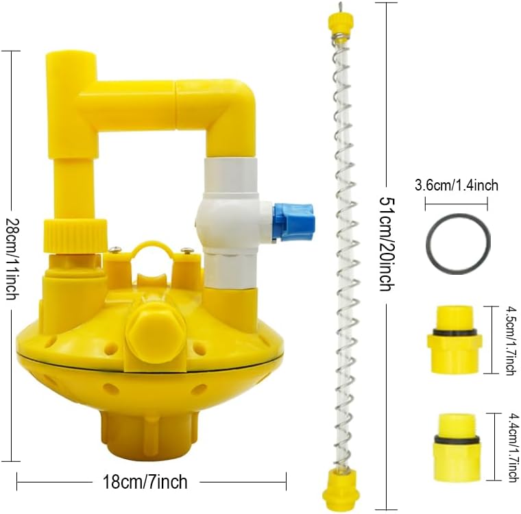 Chicken Farm Water Pressure Regulator Chicken Nipple Drinker Lnstall Accessories Farm Animal Supplies Feeding Watering Supplies (Yellow)