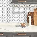 DÉCOR WOW Peel & Stick Backsplash for Kitchen & Bathroom, (8) 12x12-inch Sheets Covers 8 Sq. Ft, White Hexagon