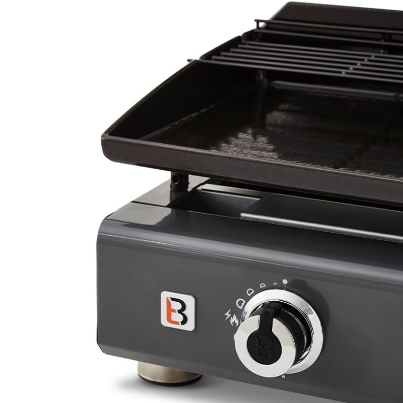 BRASERO - Plancha Silvia II G 4 Feux Gun Metal Brasero - Surface de cuisson 84 x 34 cm - 4 brûleurs - Plaquer acier émaillée - Grille de réchauffement - Tiroir graisse - Jusqu'à 12 convives - 10 kW