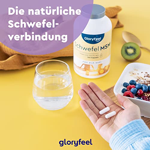 MSM Kapseln von Gloryfeel – 365 vegane Kapseln mit 1600 mg pro Tagesdosis