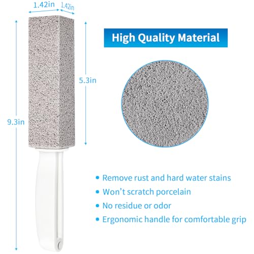 Image of 4TH Pumice Stone for Toilet Bowl Cleaning,Pumice Stick with Handle,Cleans Away Limescale Stain,Hard Water Rings, Calcium Buildup,Iron and Rust. Remover for Tile /Bath /Kitchen /Household - 2 Piece