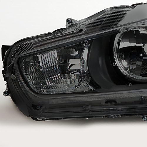 AKKON - For Black Smoke 08-17 Lancer 08-15 Evolution Headlights Front Lamps Direct Replacement Left + Right