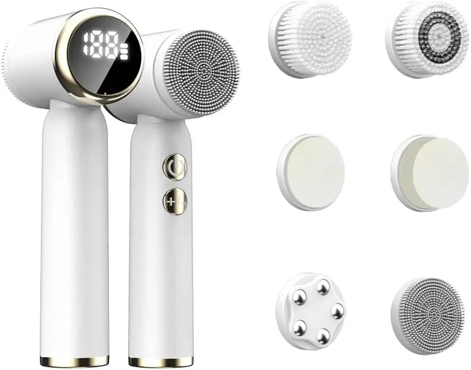 OBEST Escova Facial Elétrica Recarregável - 5 Cabeças Intercambiáveis à Prova d'Água, Limpeza Profunda de Pores, Remoção de Queratina e Massagem Facial para Pele Saudável