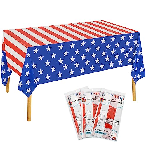 Melsan-4th-of-July-Plastic-Table-Cloth-Rectangle-Table-3-Pack-American-Flag-Disposable-Tablecloths-for-4th-of-July-Veterans-Day-Decorations-Independence-Patriotic-Party-Decorations-54108-in Melsan 4th of July Plastic Table Cloth Rectangle Table 3 Pack American Flag Disposable Tablecloths for 4th of July Veterans Day Decorations Independence Patriotic Party Decorations 54108 in