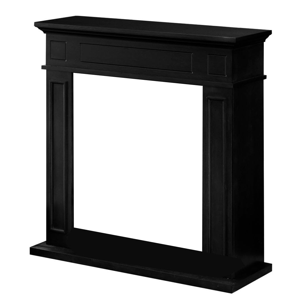 Cornice per camino rivestimento in legno L89,5xH90,5xP28 Jefferson Nero