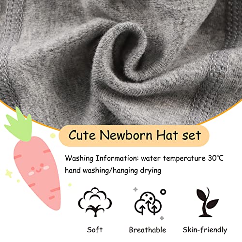 Image of JANGANNSA Newborn Baby Hospital Hat Infant Set Head Cap Lovely Ears Belt Beanie 0-8Months