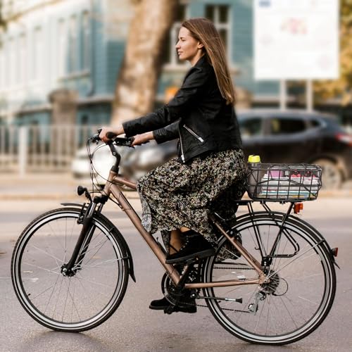 CXWXC Rear Bike Basket – Bicycle Rear Basket with Cargo Net