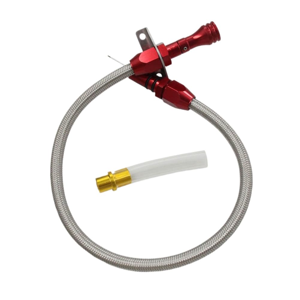 Aruwswoce Red Mount Flexible Braided Transmission Dipstick Stainless Steel Tube Compatible With Gm 4L80e 4L60e Sbc Bbc Th350 Th400 Turbo 700R4(Red)