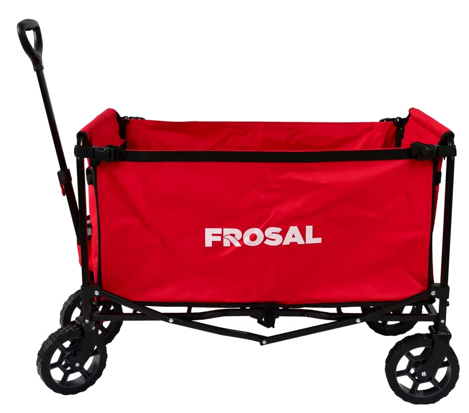 FROSAL Bollerwagen Bruno rot faltbar | Transportwagen für Hunde mit leichtem Einstieg