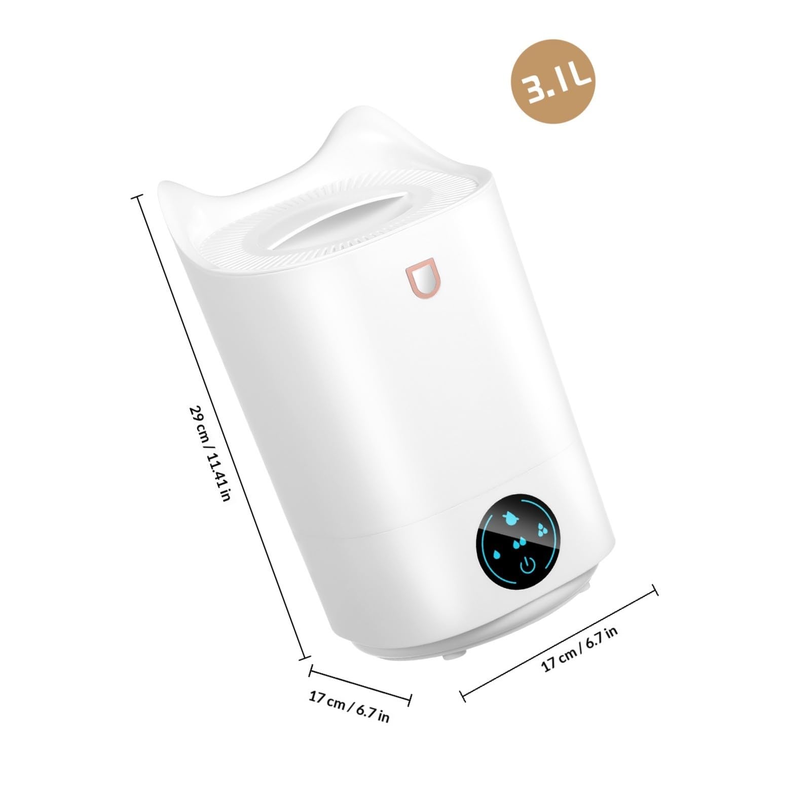 TOYANDONA Humidificador Personal de Escritorio 3.1l Blanco con Apagado Automático y Diseño Minimalista para Oficinas y Habitaciones Pequeñas