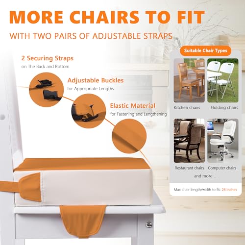 Sylynvia Booster Seat for Kitchen Chair, Toddler Booster Seats for Dining Table with Adjustable Straps Portable for Travel Camping Eating, Booster Cushion for Table for Baby Child Infant Kid Boy Girl