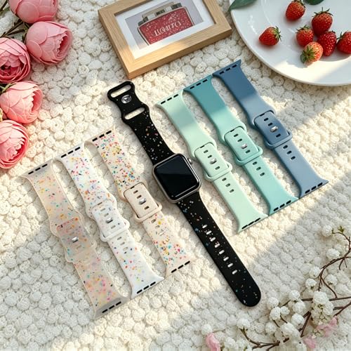 Image of Sport Bands Compatible with Apple Watch Band Women Men 40mm 38mm 41mm 42mm 44mm 45mm 46mm 49mm ,Soft Wristband Waterproof Replacement Strap for iWatch Bands Series 11 10 9 8 7 6 5 4 3 2 1 SE Ultra Starlight