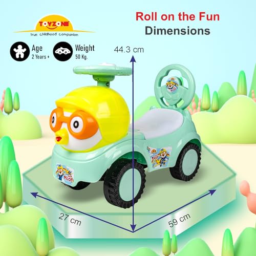 Toy Zone Toyzone Duck Pilot Baby Ride on Car for Kids, Toddlers Push Ride Baby Kids Car with Backrest, Push Ride on Toy with Music, Under Seat Storage, 2 to 5 Years (Green) - Image 4 thumbnail