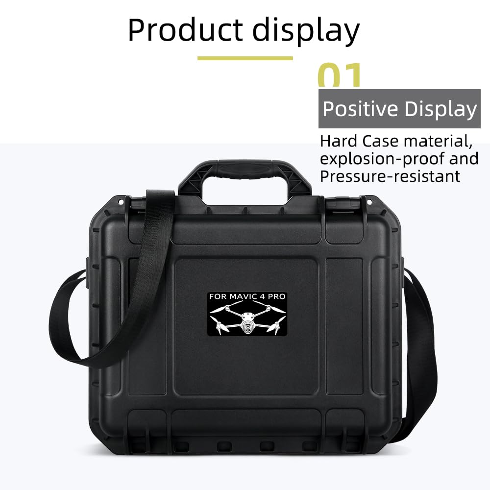 Generico Custodia di sicurezza professionale per DJI Mavic 4Pro Custodia protettiva impermeabile per il trasporto RC 2 Organizzatore di controllo remoto e accessori per droni