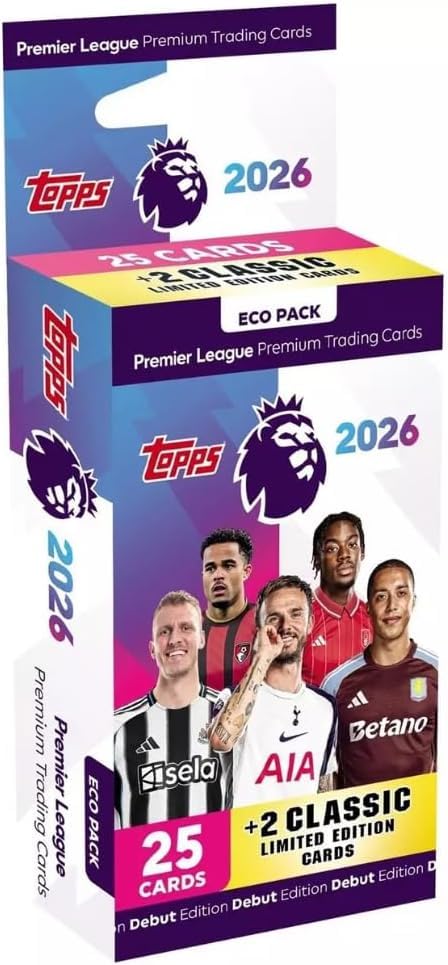 Topps Premier League 2025/26 Eco Pack - 25 Carte (2 Pacchetti Retail + Bonus 5 Carte + 2 Classiche LE Cards) + HeartGlobal Protezione Spedizione