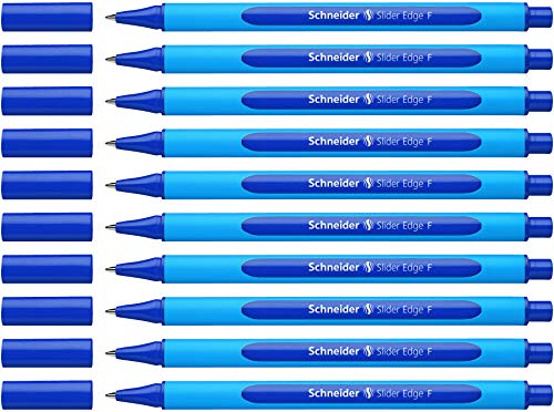 Stylo bille rétractable Schneider Slider Edge 152003 mine fine F bleue écriture fluide