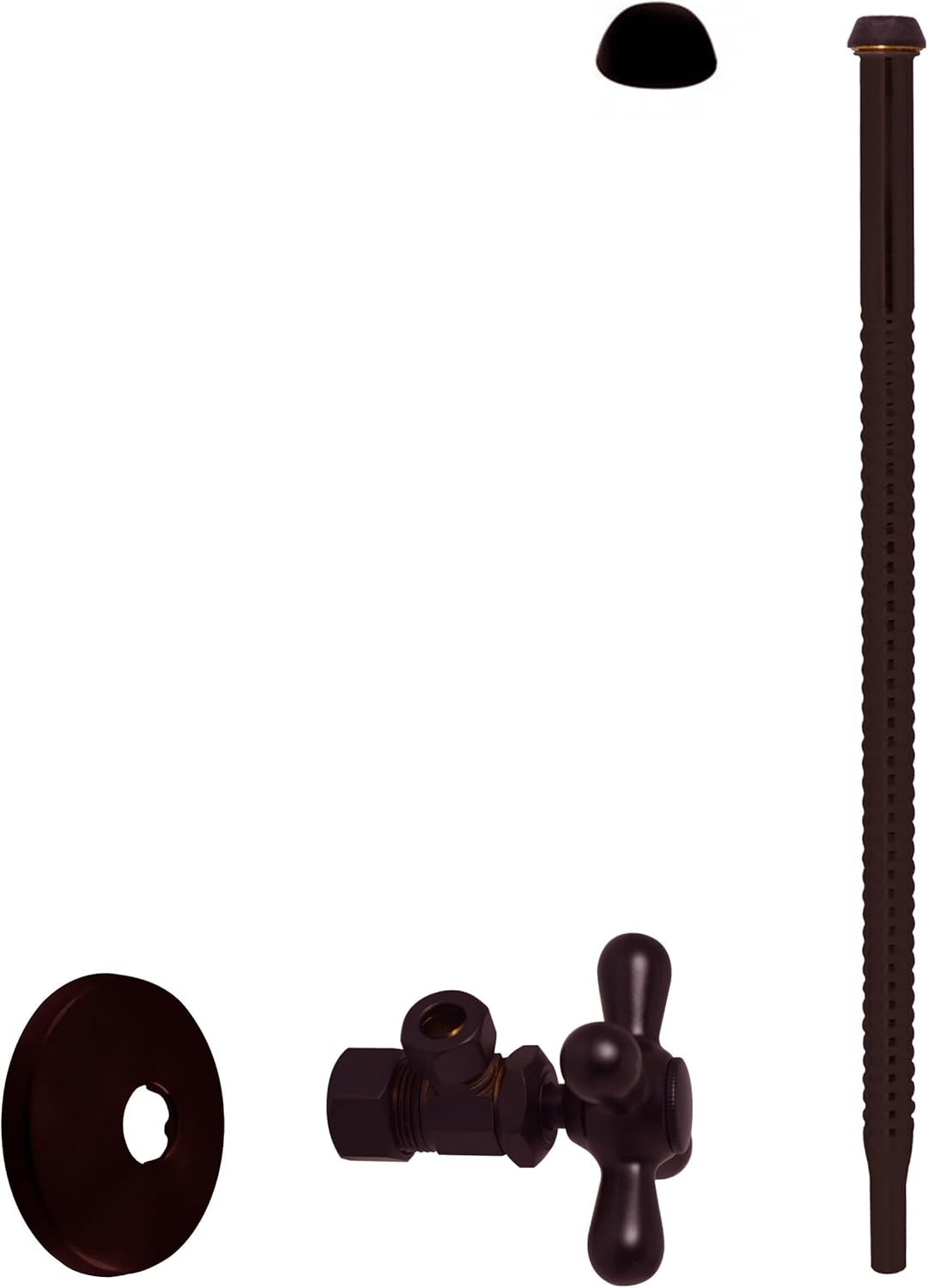 Westbrass A105K12X-12 5/8" x 3/8" OD x 12" Corrugated Riser Supply Line Kit with Cross Handle Angle Supply Shut Off Valve for Faucet and Toilet, Oil Rubbed Bronze