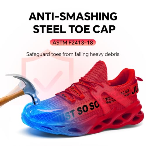 Image of Furuian Steel Toe Shoes for Men Women Slip On Comfortable Safety Shoes | Multi Color,Work Shoes,Comfortable,Steel Toe Sneakers,Lightweight,Breathable