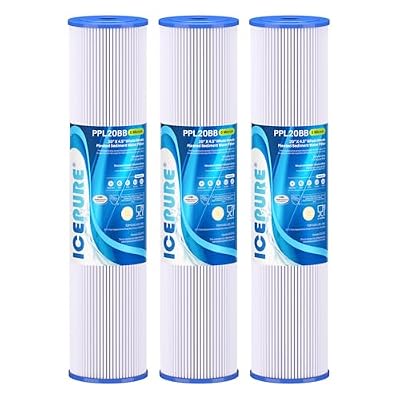 ICEPURE 20" x 4.5" Whole House Water Filter, 5 Micron Pleated Sediment Water Filters Replacement Cartridge for Well Water, Compatible with ECP5-BB, AP810-2, SPC-45-1005, CP5-BB, ECP1-20BB, 3 PACK