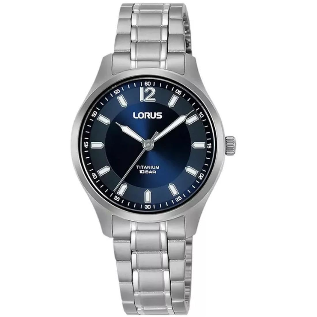Lorus Men's Analogue Quartz Watch with Titanium Strap, Silver, Silver/Blue, Sports