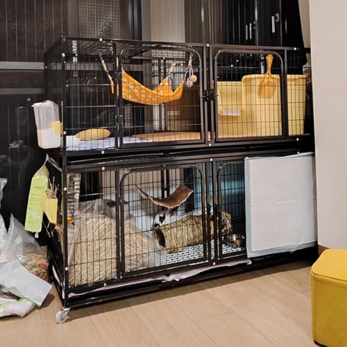 Recinto per cani da esterno con due porte, ruote girevoli, design impilabile, resistente acciaio al carbonio
