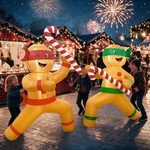 Aufblasbare Ninja-Lebkuchenmänner im 2er-Set – 1,5 m – Bild 5