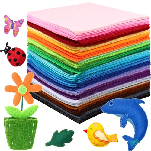 Image of Reginary 120 Pcs 8 x 8 Inch Felt Sheets Bulk for Craft 40 Assorted Color