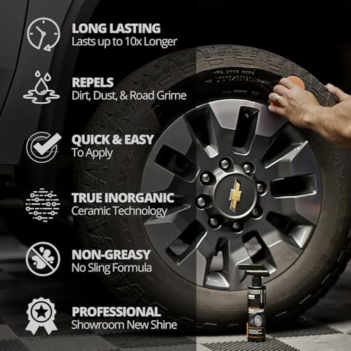 cerakote rapid ceramic tire coat  showroom new tire shine  deep tire black finish  lasts up to 10x longer  no sling non-greasy ceramic tire coating for car truck amp suv  easy application 10oz