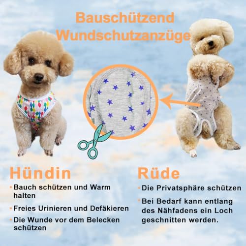 Kukaster Pet Hundebody Nach Op Hündin Rüde Kastration Wundschutzanzüge für Hund, Nylonschnalle für Haarausfall, Allergien, Rasur, Lila blau Streifen S