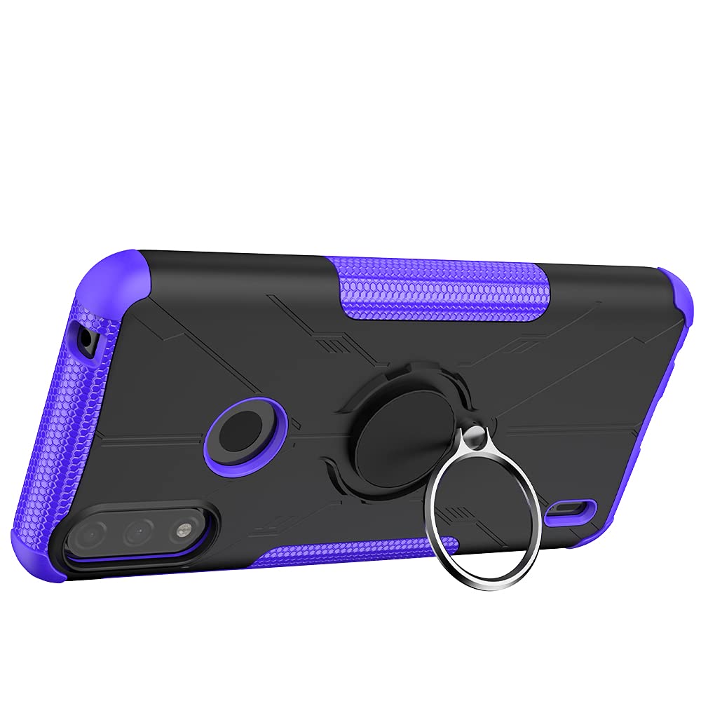 Cover Per Motorola Moto E7i Power / E7 Power - Custodia Trasparente TPU Con Angoli Rinforzati + 2 Vetri Temperato - Colore Viola/Blu