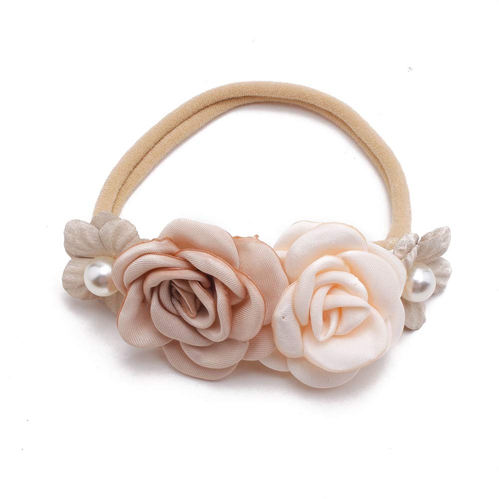 Conjunto de faixas florais para bebês meninas - 3 szt. de coroa de flores para recém-nascidos, acessórios de cabelo infantil da Mligril, Off Wihte, Small