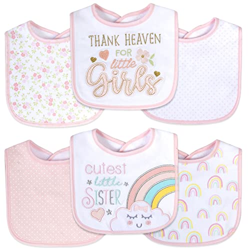 Image of Feeding, Drooling, and Teething Terry Cloth Bibs for Baby Boys, Girls 6 Pack Bibs 0-6 Months