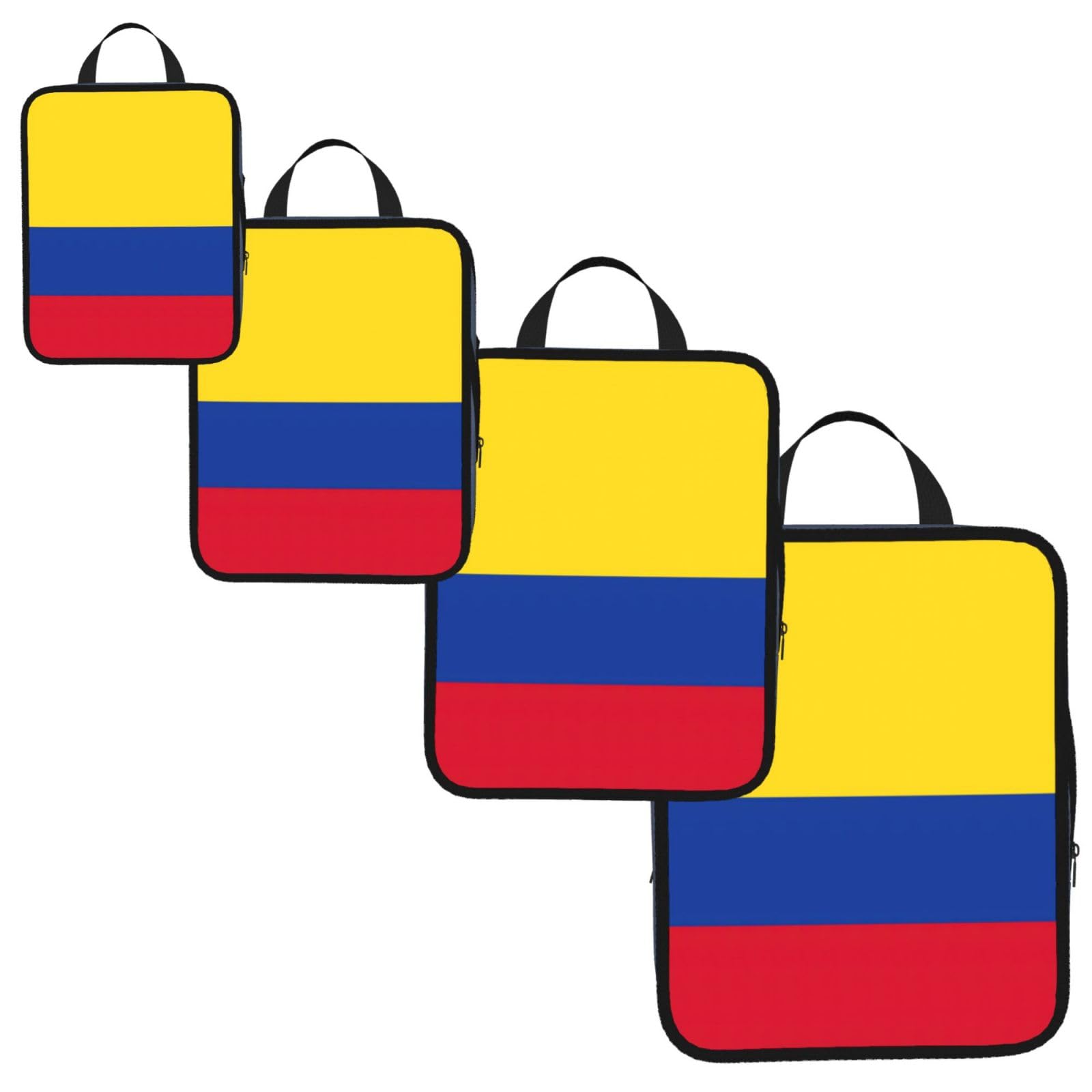 Flag of Colombia Print 4 Set Compression Packing Cubes for Suitcases,Expandable Storage Bag Organizers