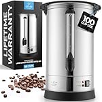 Zulay 100 Cup Commercial Coffee Urn & Hot Beverage Dispenser - BPA-Free Stainless Steel Hot Water Urn for Catering - Large Two Way Dispenser With Cool Touch Handles - Quick Brewing Percolator