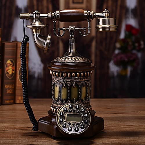 Teléfono fijo retro de escritorio con cable color marrón miniatura 2