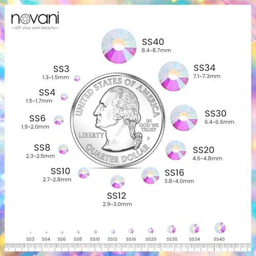 Image of Novani Rhinestones 1440pcs SS20 Glass Rhinestones Crystal Flatback Gemstones for Crafts Nails Makeup Bags and Shoes Decoration(SS20, Transparent AB)
