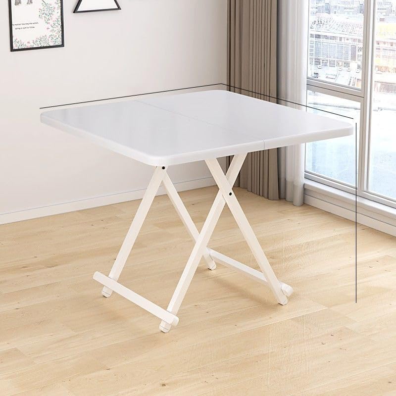 Outdoor Portable Folding Square Table Home Simple and Generous Small Family Dining Table Portable Night Market stall Table (White)