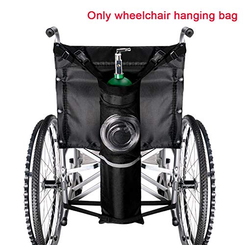 Borsa per bombole di ossigeno Borsa di stoccaggio portatile nera Stretch Supporto universale per serbatoio Regolabile antiscivolo Banda riflettente Solido Fibbie per sedie a rotelle Tessuto Oxford