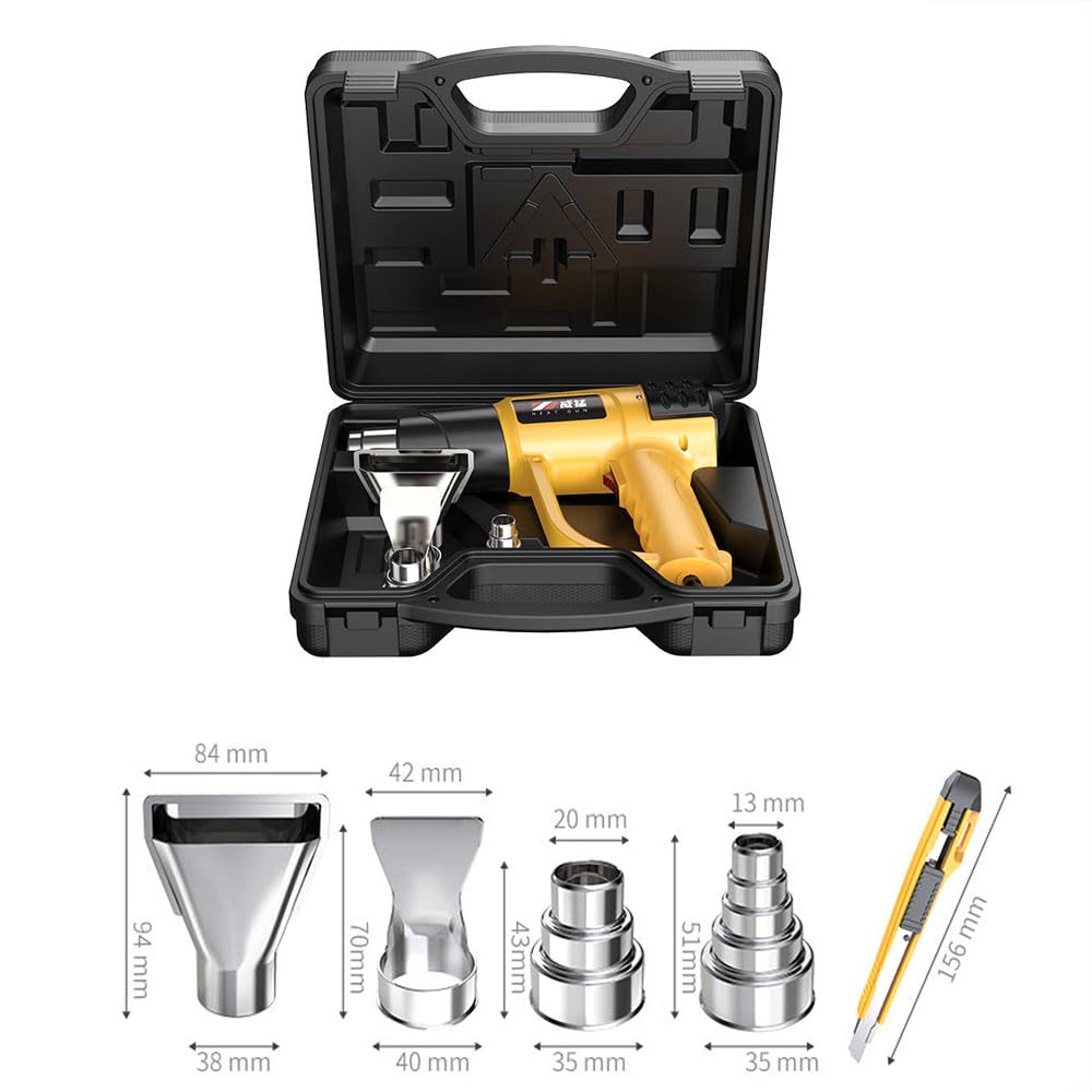 Pistola termica professionale portatile da 2800 W, piccola pistola industriale per saldatura in plastica con display digitale LCD, protezione da sovraccarico e scottatura, con set completo di ugelli